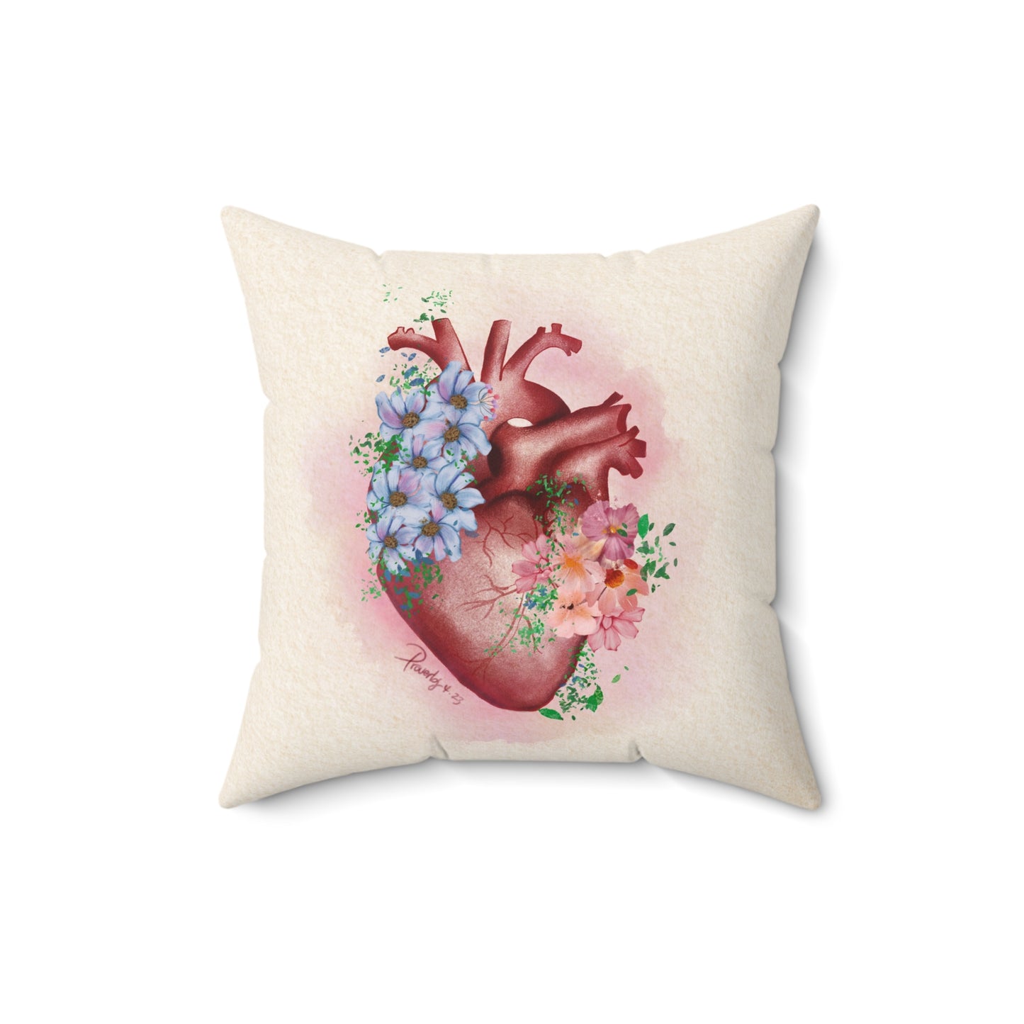 Love Blooming Throw Pillow: Proverbs 4:23