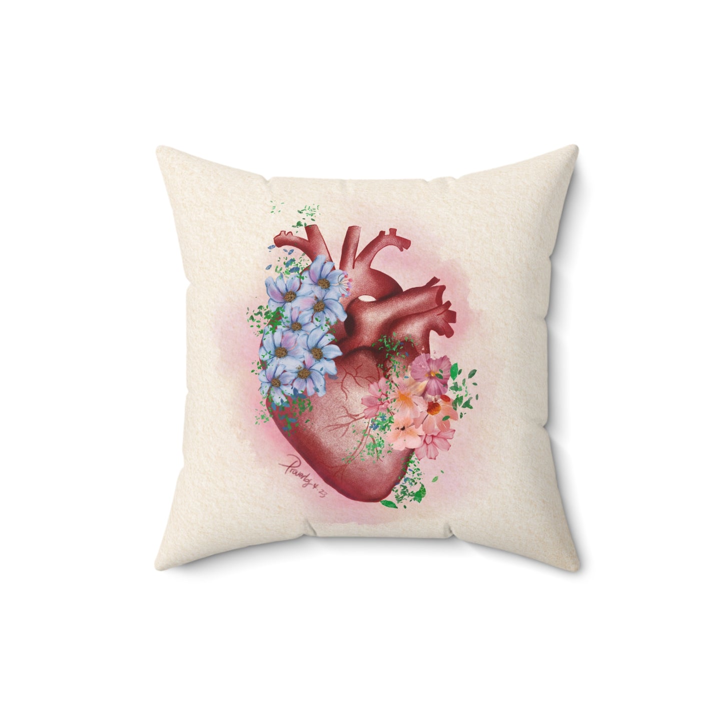 Love Blooming Throw Pillow: Proverbs 4:23