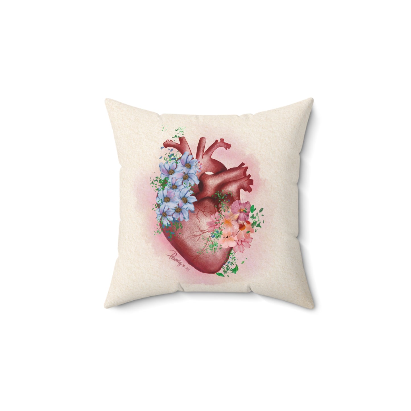 Love Blooming Throw Pillow: Proverbs 4:23