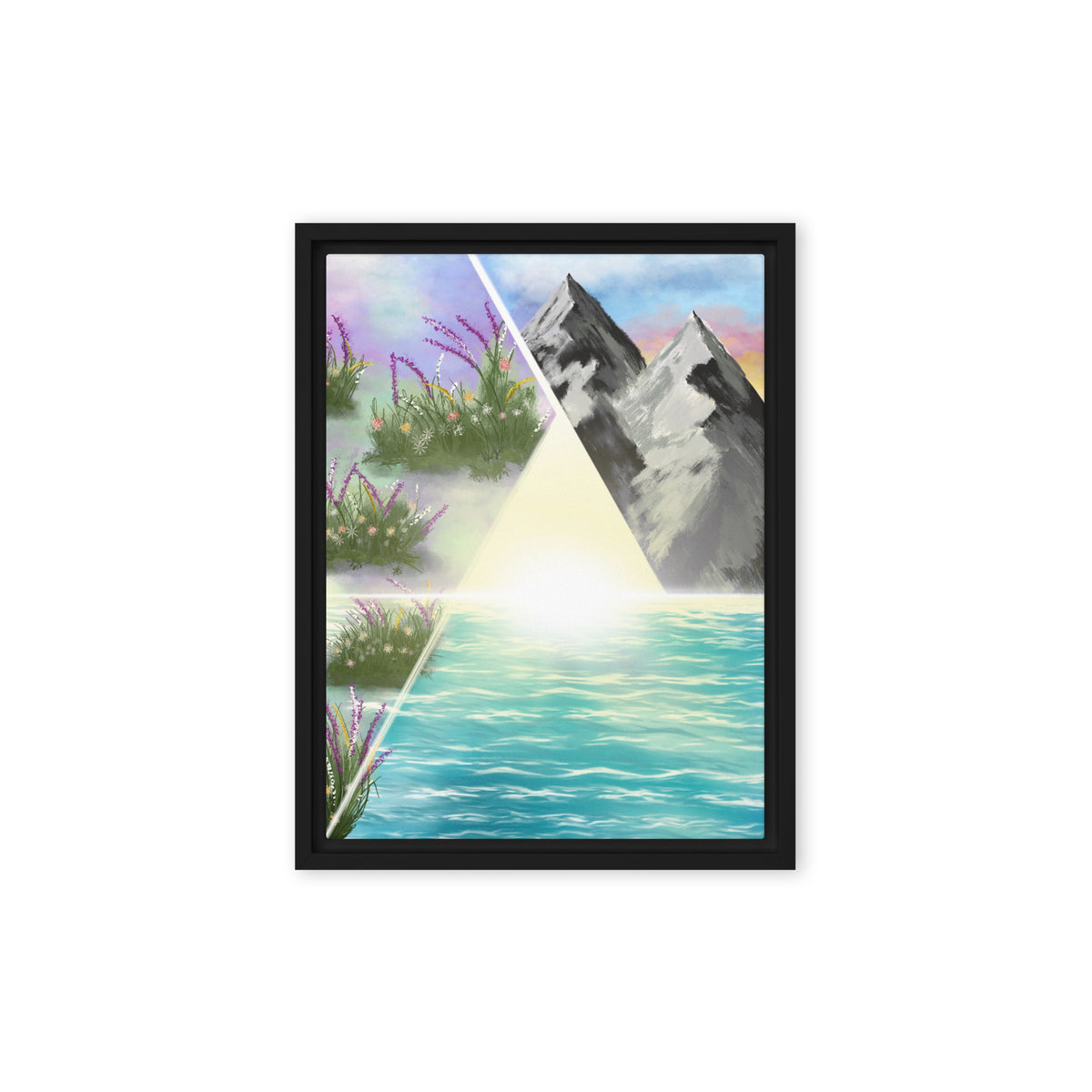A Marriage Rooted in Christ | Mountain, Water & Flowers Canvas