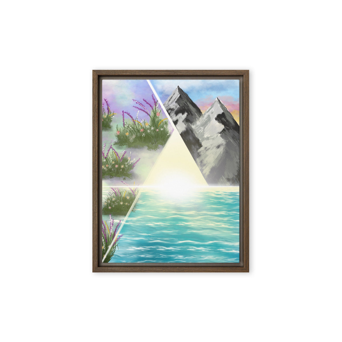 A Marriage Rooted in Christ | Mountain, Water & Flowers Canvas