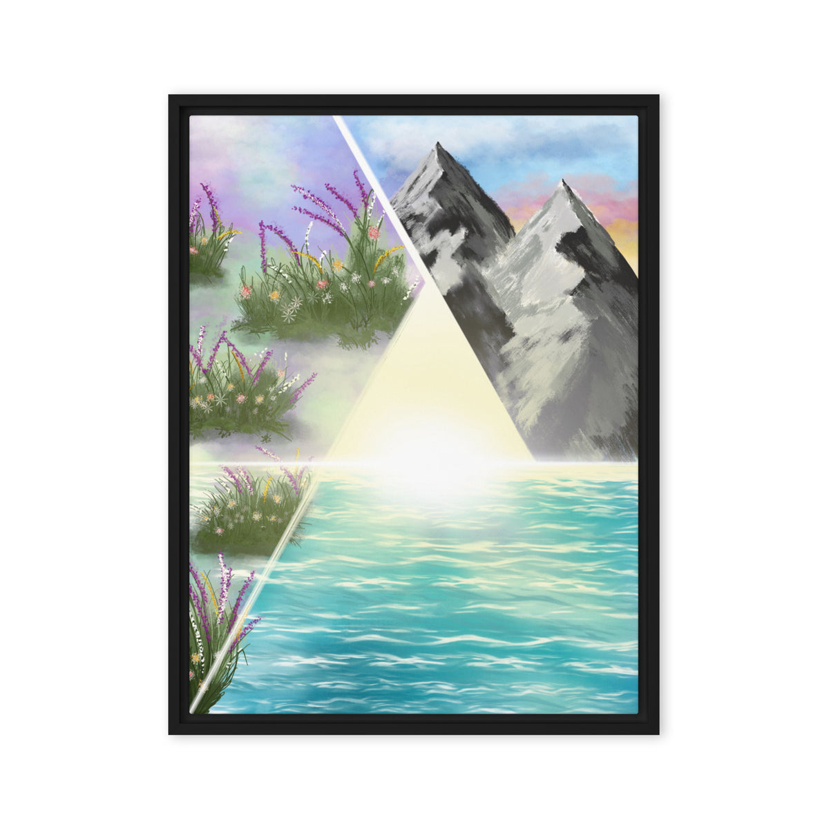 A Marriage Rooted in Christ | Mountain, Water & Flowers Canvas