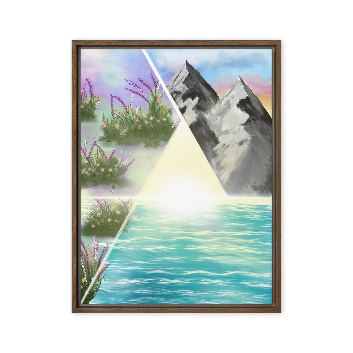 A Marriage Rooted in Christ | Mountain, Water & Flowers Canvas